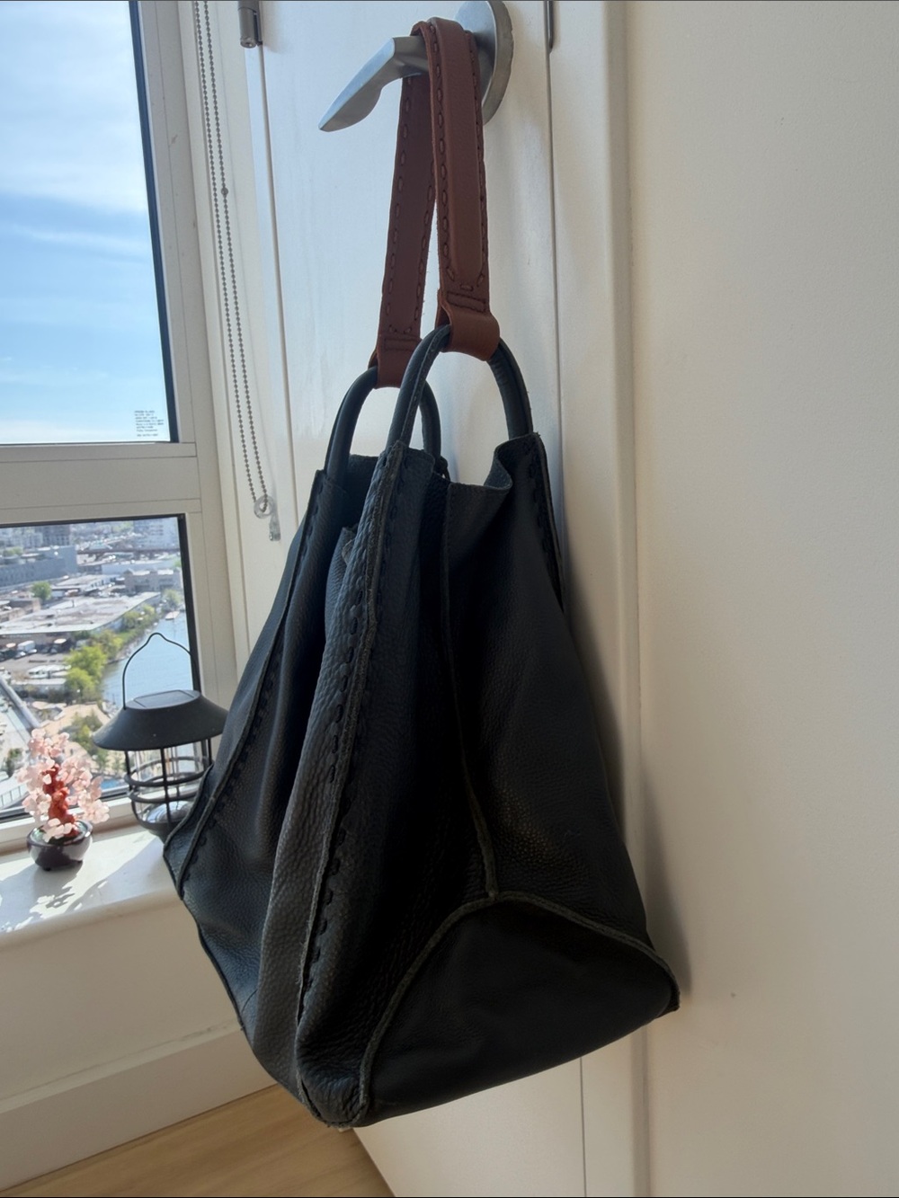 The Sak Navy Leather Hobo with Tan Strap - Picture 6 of 8